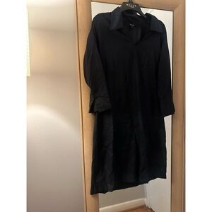 Meg Cohen Black Cotton Dress W/ Collard